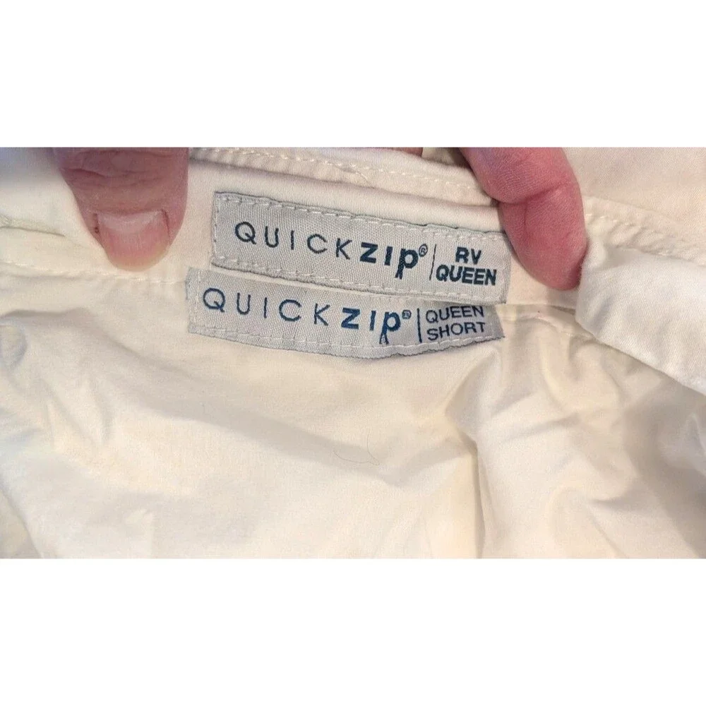 Quick Zip BEDDING Fitted RV Queen Short Sheet Base & ZipOn Sheet Sateen W/Extra